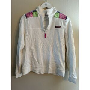 White Vineyard Vines quarter zip sweatshirt size small
